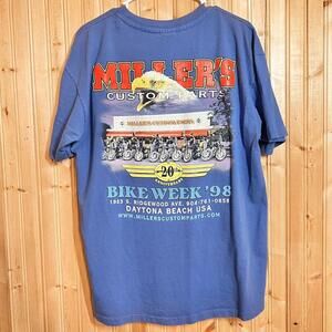 VTG Millers Custom Parts Bike Week 1998 T Shirt Huge Back Graphic Eagle Sz XL